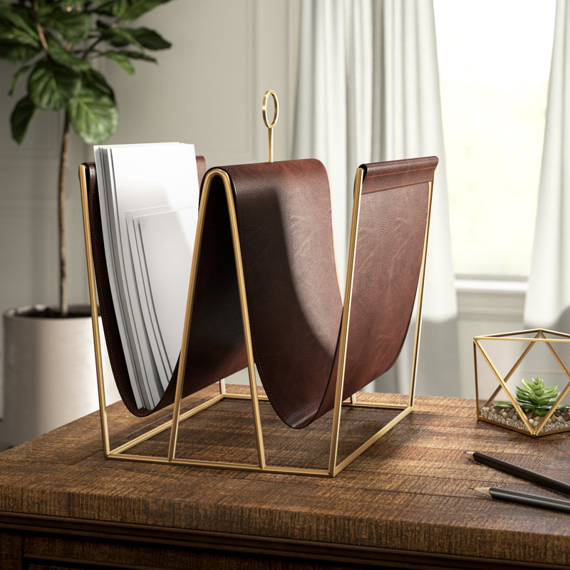 Greyleigh Holtman Metal and Faux Leather Magazine File Holder & Reviews